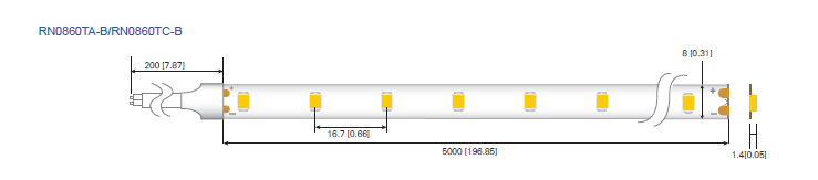LED стрічка RISHANG 60-2835-12V-IP20 5,5W 530Lm 4000K 5м (RN0860TA-B-NW)