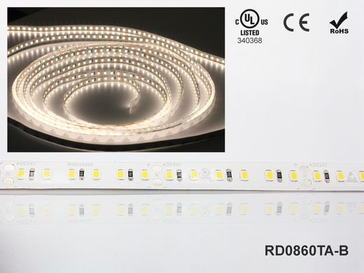 LED стрічка RISHANG 60-2835-12V-IP20 4.8W 535Lm 13000K 5м (RD0860TA-B-CW)