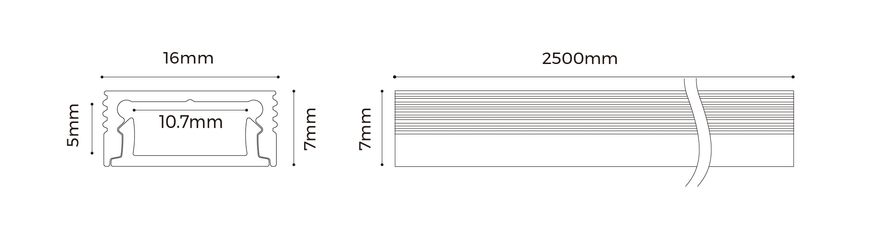 LED-профіль накладний, 2,5 метра (BS1607)