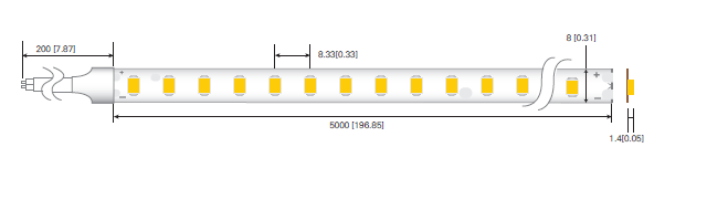 LED стрічка RISHANG 120-2835-12V-IP33 9,6W 745Lm 3000K 50м (RD08C0TA-B-WW_50)