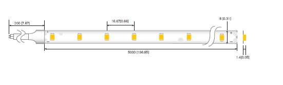 LED стрічка RISHANG 60-2835-12V-IP20 4.8W 505Lm 3000K 5м (RD0860TA-B-WW)