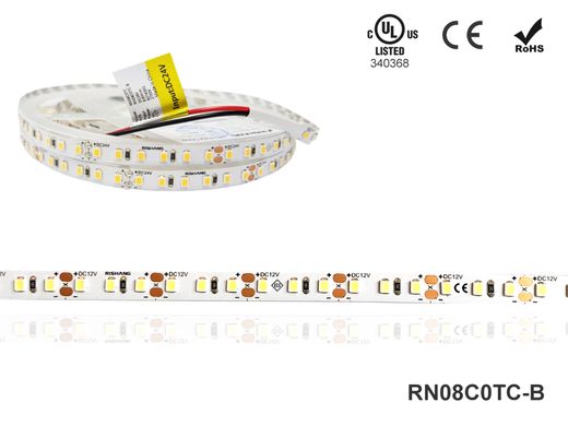 LED стрічка RISHANG 120-2835-24V-IP20 8,6W 818Lm 3000K 5м (RN08C0TC-B-WW)